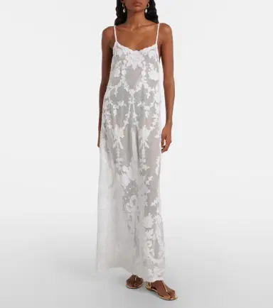 Juliet Dunn Embroidered semi-sheer cotton maxi dress | Thumbnail 4