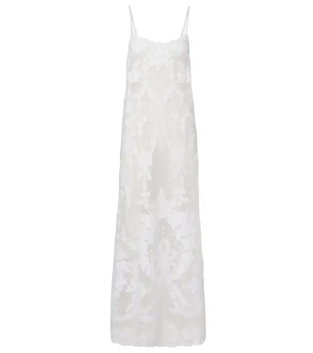 Embroidered semi-sheer cotton maxi dress