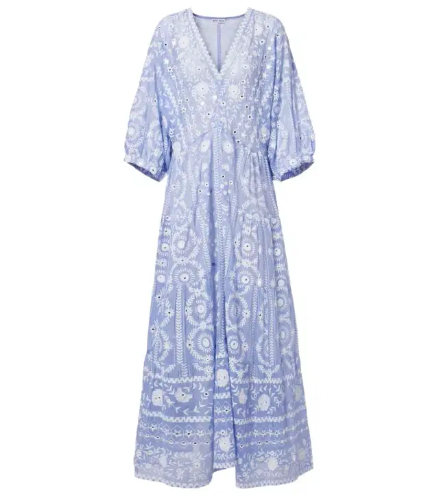 Juliet Dunn Sequined floral cotton maxi dress