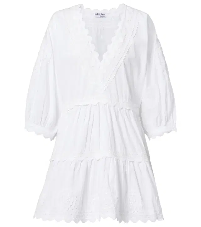 JULIET DUNN Embroidered cotton poplin minidress