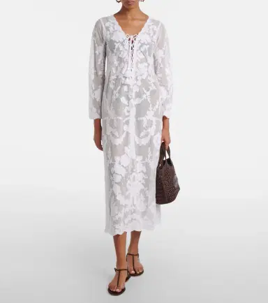 Juliet Dunn Embroidered sheer cotton kaftan | Thumbnail 4