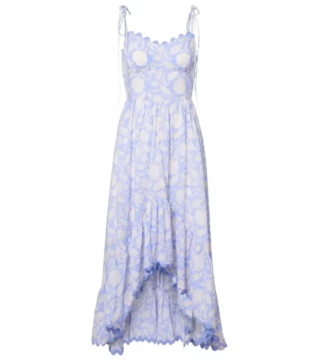 JULIET DUNN Asymmetric floral cotton midi dress