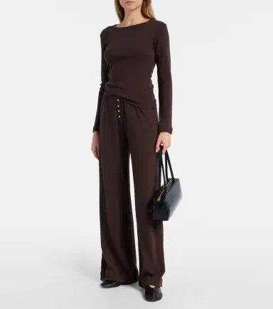 Leset Pointelle cotton wide-leg pants | Thumbnail 3