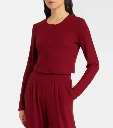 LESET Lauren cropped jersey cardigan | Thumbnail 6