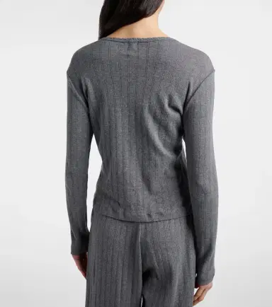 LESET Pointelle cotton Henley shirt | Thumbnail 6 LESET Pointelle cotton Henley shirt | Thumbnail 6