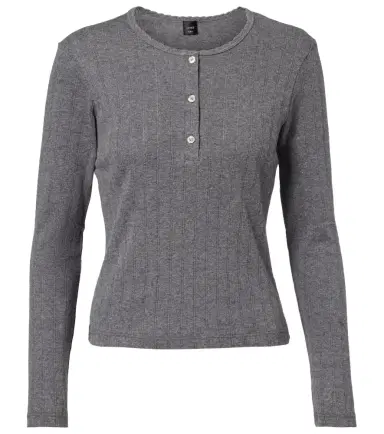LESET Pointelle cotton Henley shirt | Thumbnail 1 LESET Pointelle cotton Henley shirt | Thumbnail 1
