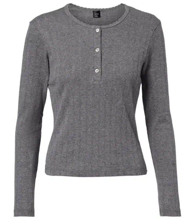 Leset Pointelle cotton Henley shirt