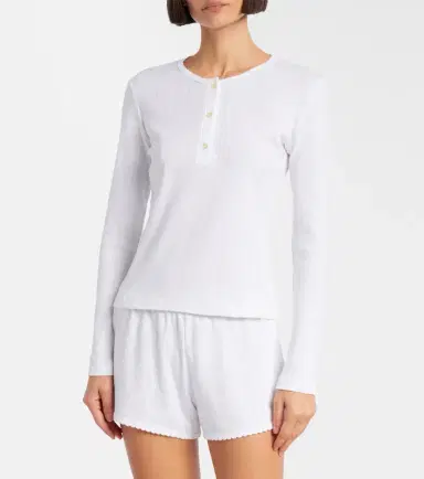 LESET Pointelle cotton Henley shirt | Thumbnail 2 LESET Pointelle cotton Henley shirt | Thumbnail 2
