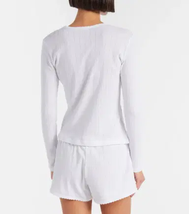 LESET Pointelle cotton Henley shirt | Thumbnail 3 LESET Pointelle cotton Henley shirt | Thumbnail 3