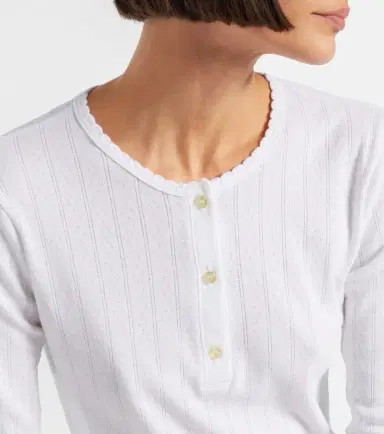 LESET Pointelle cotton Henley shirt | Thumbnail 4 LESET Pointelle cotton Henley shirt | Thumbnail 4
