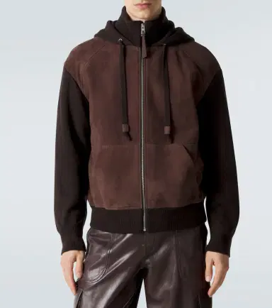 Loewe Paneled suede zip-up hoodie | Thumbnail 3 Loewe Paneled suede zip-up hoodie | Thumbnail 3