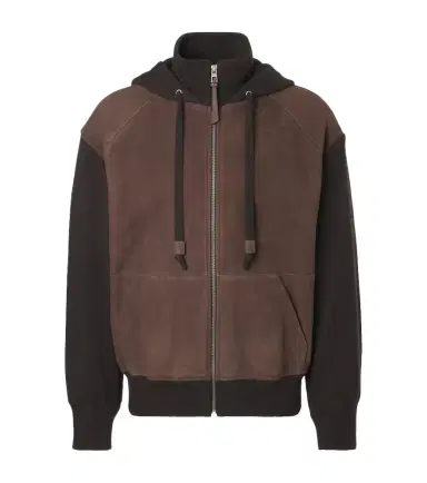 Loewe Paneled suede zip-up hoodie | Thumbnail 1 Loewe Paneled suede zip-up hoodie | Thumbnail 1