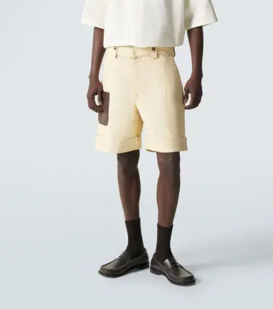 Loewe Anagram leather-trimmed cotton shorts | Thumbnail 3