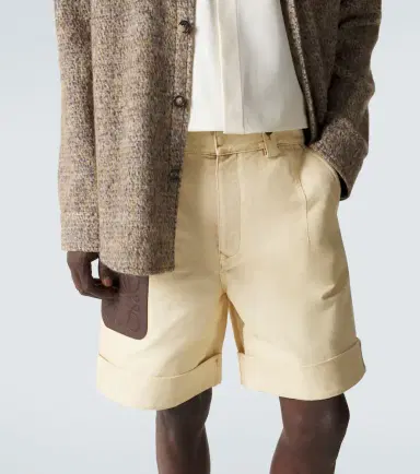 Loewe Anagram leather-trimmed cotton shorts | Thumbnail 5