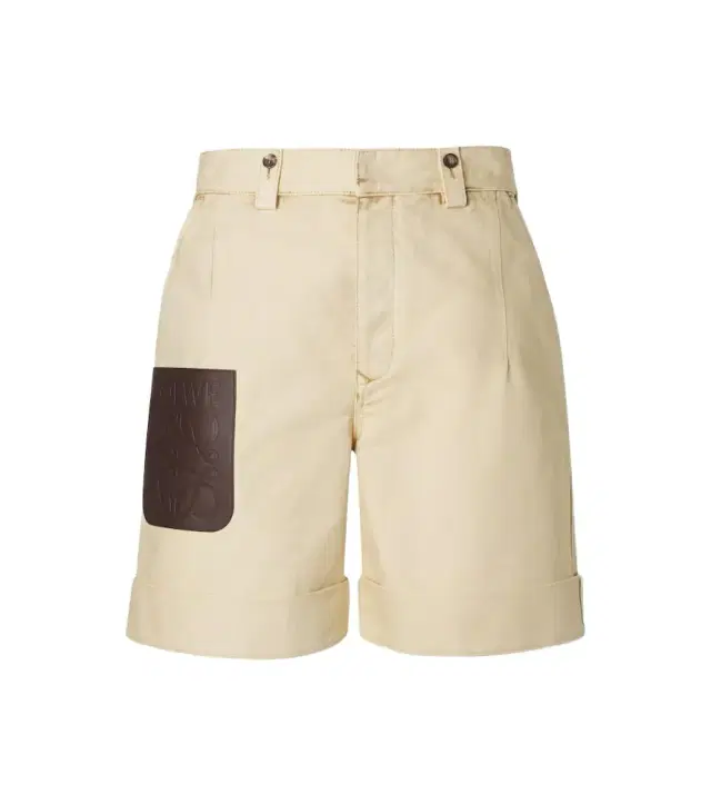 Anagram leather-trimmed cotton shorts
