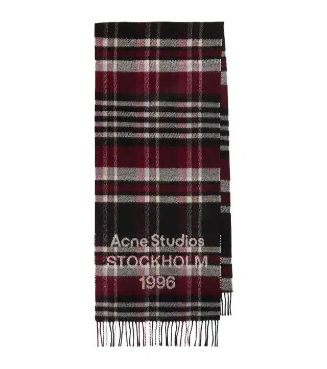 Logo checked fringed wool scarf