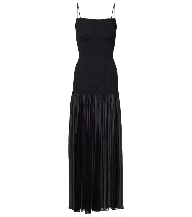 Hybrid plissé maxi dress