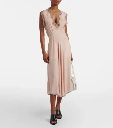 Maison Margiela Belted lace-trimmed midi dress | Thumbnail 2