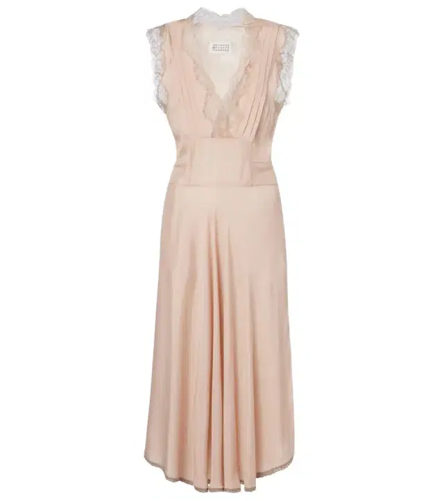 Maison Margiela Belted lace-trimmed midi dress