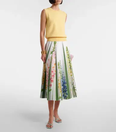Oscar de la Renta Floral cotton-blend poplin midi skirt | Thumbnail 3