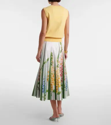 Oscar de la Renta Floral cotton-blend poplin midi skirt | Thumbnail 4