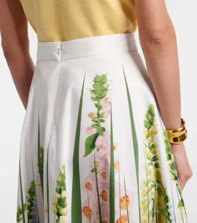Oscar de la Renta Floral cotton-blend poplin midi skirt | Thumbnail 6