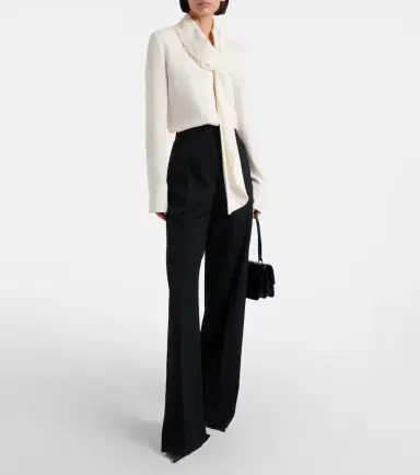 Oscar de la Renta Lace-trimmed silk-blend georgette blouse | Thumbnail 2