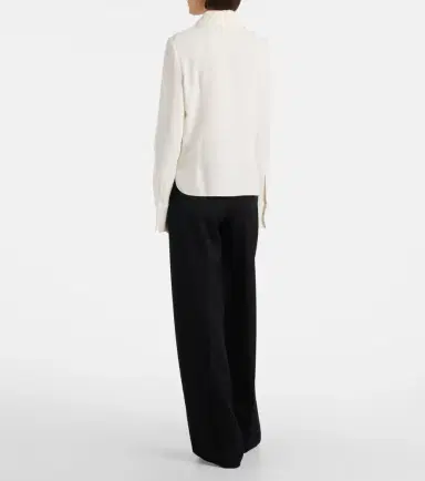 Oscar de la Renta Lace-trimmed silk-blend georgette blouse | Thumbnail 5