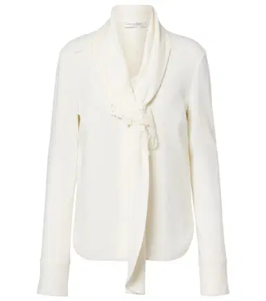 Oscar de la Renta Lace-trimmed silk-blend georgette blouse | Thumbnail 1