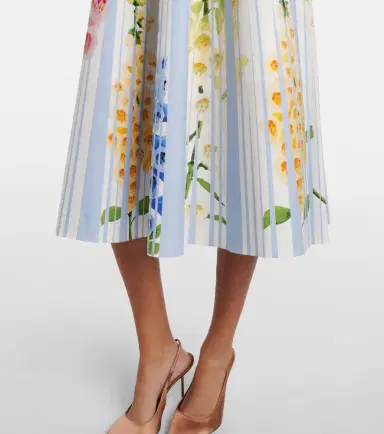 Oscar de la Renta Floral trompe l'ail cotton-blend midi dress | Thumbnail 4