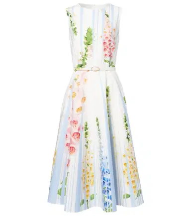 Oscar de la Renta Floral trompe l'ail cotton-blend midi dress | Thumbnail 1