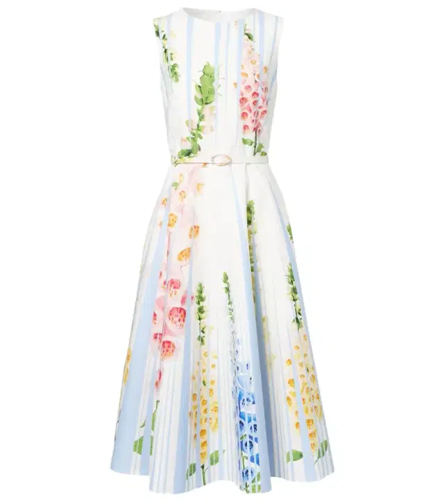 Oscar de la Renta Floral trompe l'ail cotton-blend midi dress