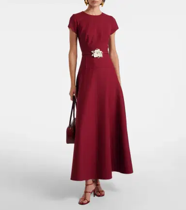 Oscar de la Renta Floral-appliqué wool-blend crêpe maxi dress | Thumbnail 5 Oscar de la Renta Floral-appliqué wool-blend crêpe maxi dress | Thumbnail 5