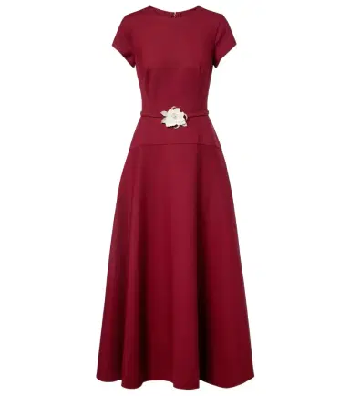 Oscar de la Renta Floral-appliqué wool-blend crêpe maxi dress | Thumbnail 1 Oscar de la Renta Floral-appliqué wool-blend crêpe maxi dress | Thumbnail 1