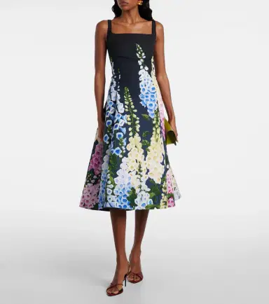 Oscar de la Renta Floral faille coktail dress | Thumbnail 3 Oscar de la Renta Floral faille coktail dress | Thumbnail 3