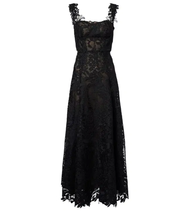 Guipure lace bustier gown