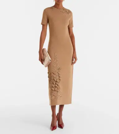Oscar de la Renta Foxgloves wool-blend midi dress | Thumbnail 2