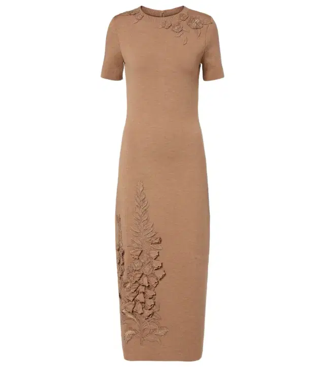 Oscar de la Renta Foxgloves wool-blend midi dress