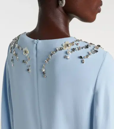 Oscar de la Renta Caped embellished silk-blend gown | Thumbnail 3