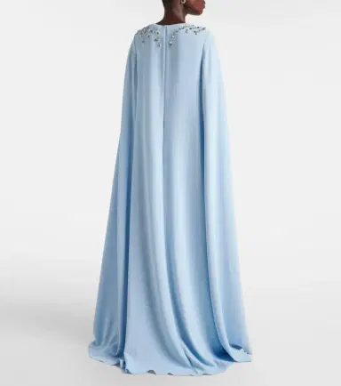 Oscar de la Renta Caped embellished silk-blend gown | Thumbnail 6