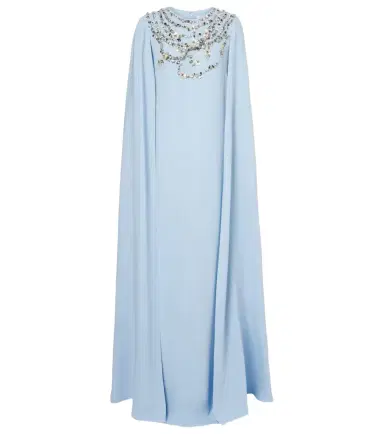 Oscar de la Renta Caped embellished silk-blend gown | Thumbnail 1
