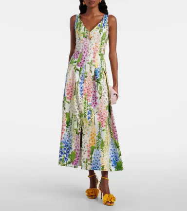 Oscar de la Renta Floral poplin cocktail dress | Thumbnail 4 Oscar de la Renta Floral poplin cocktail dress | Thumbnail 4