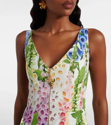 Oscar de la Renta Floral poplin cocktail dress | Thumbnail 7 Oscar de la Renta Floral poplin cocktail dress | Thumbnail 7