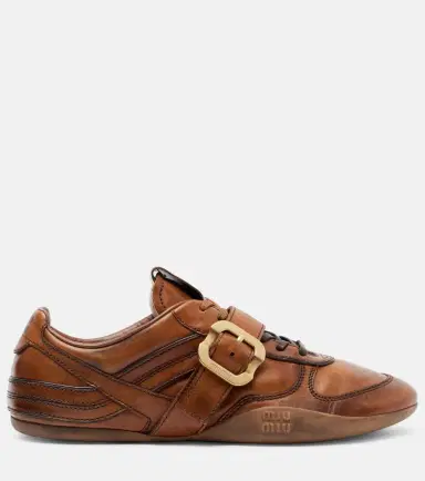 Miu Miu Logo leather sneakers | Thumbnail 4 Miu Miu Logo leather sneakers | Thumbnail 4