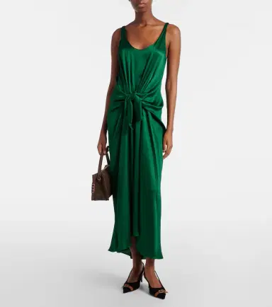 JW Anderson Gathered silk satin midi dress | Thumbnail 5 JW Anderson Gathered silk satin midi dress | Thumbnail 5