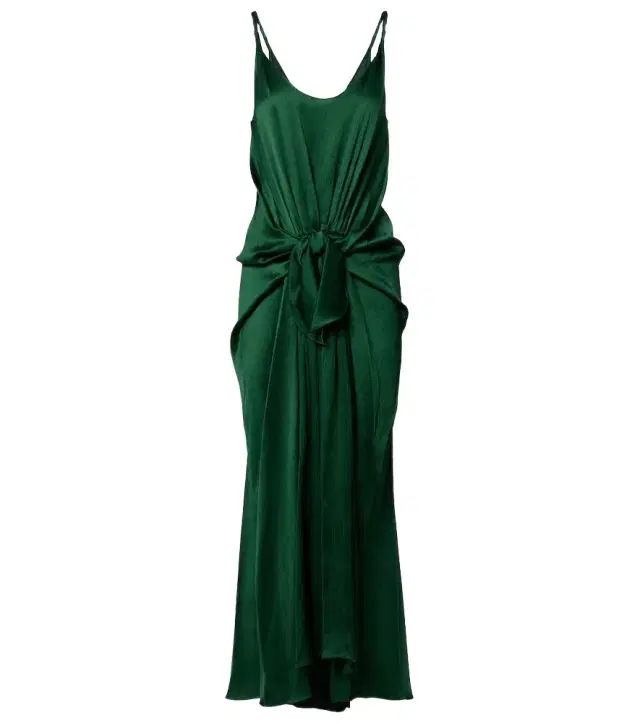 Gathered silk satin midi dress