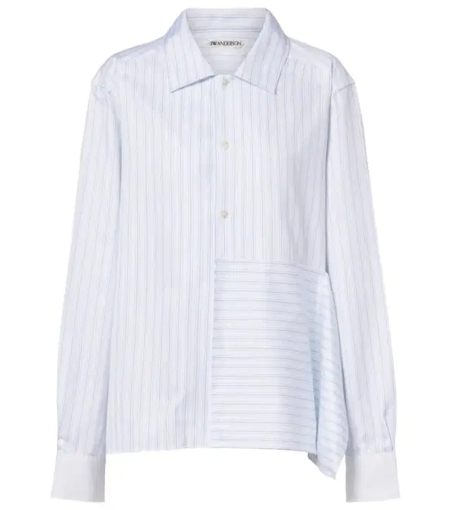 Striped asymmetric cotton poplin shirt