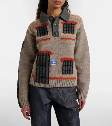 JW Anderson Wool intarsia jacquard polo sweater | Thumbnail 4 JW Anderson Wool intarsia jacquard polo sweater | Thumbnail 4