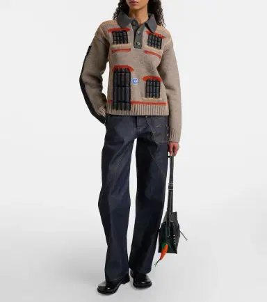 JW Anderson Wool intarsia jacquard polo sweater | Thumbnail 5 JW Anderson Wool intarsia jacquard polo sweater | Thumbnail 5