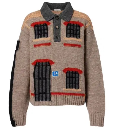 JW Anderson Wool intarsia jacquard polo sweater | Thumbnail 1 JW Anderson Wool intarsia jacquard polo sweater | Thumbnail 1